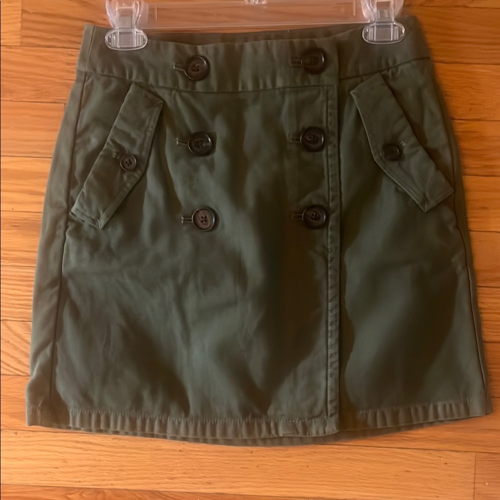 J. Crew Green Mini Pencil Skirt Casual Cargo Style